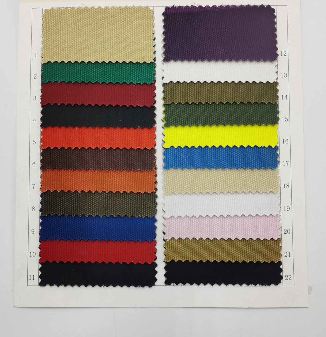 Fabric Swatches-20oz matt canvas