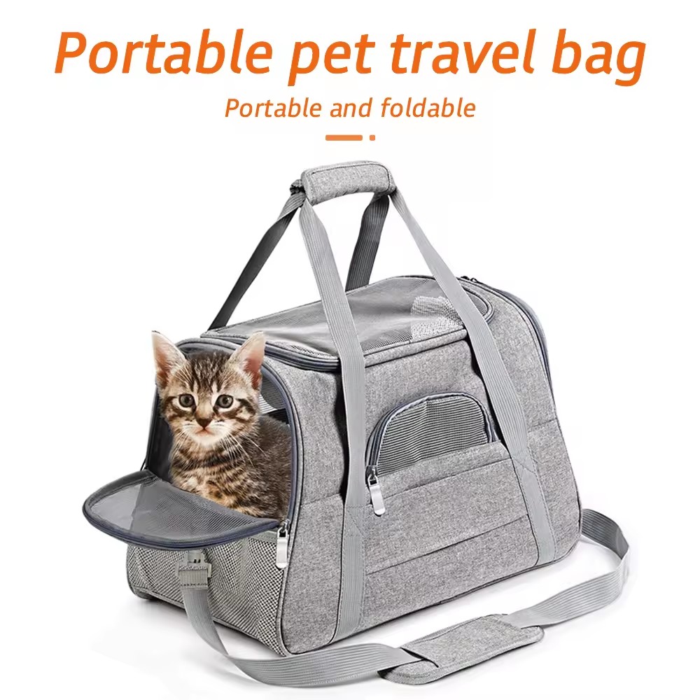 OTI6093 dog cat soft sided comfort foldable expandable travel carrier pet tote bag oem wholesale